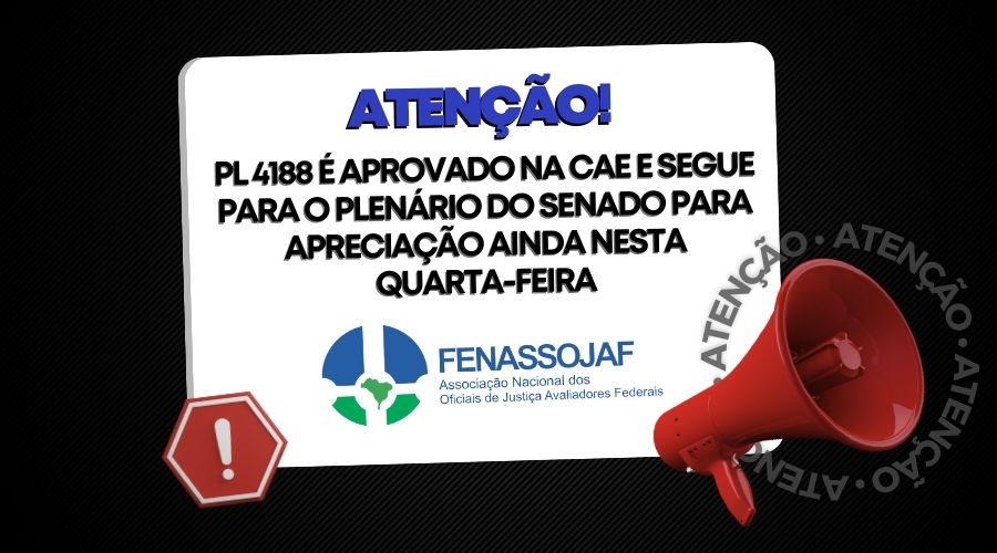 URGENTE! PL 4188 É APROVADO NA CAE E SEGUE PARA O PLENÁRIO DO SENADO PARA APRECIAÇÃO AINDA NESTA QUARTA-FEIRA