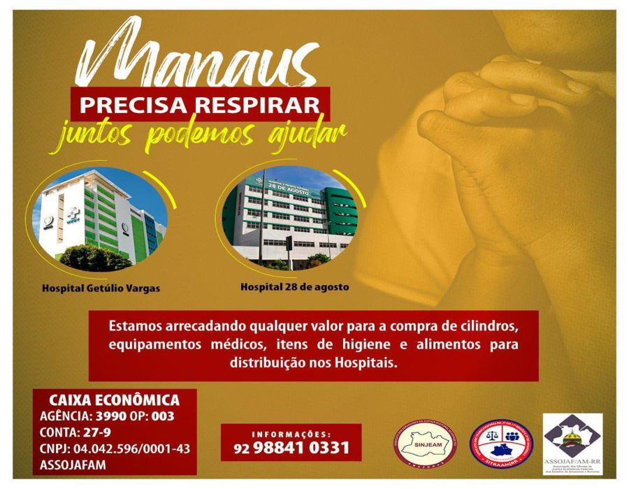 ASSOJAF/AM PROMOVE CAMPANHA PARA COMPRA DE CILINDROS E MATERIAIS PARA HOSPITAIS DE MANAUS