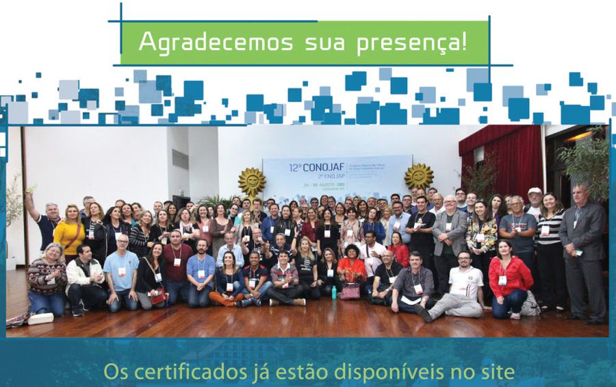 CERTIFICADOS DO 12º CONOJAF E 2º ENOJAP JÁ ESTÃO DISPONÍVEIS PARA ACESSO