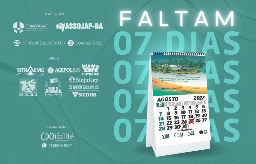 14º CONOJAF E 4º ENOJAP ACONTECEM A PARTIR DA PRÓXIMA QUARTA-FEIRA: INSCRIÇÕES PERMANECEM ABERTAS