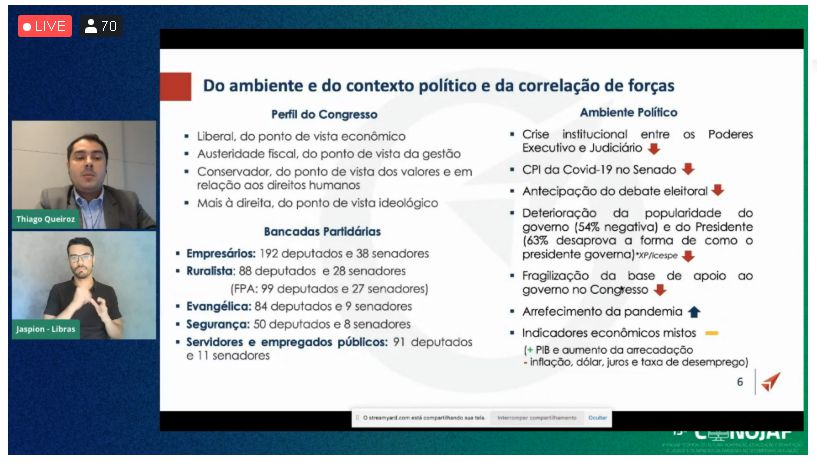 ATUAÇÃO NO CONGRESSO NACIONAL É APRESENTADA PELO ASSESSOR DA FENASSOJAF EM PRIMEIRA PALESTRA DESTA TARDE