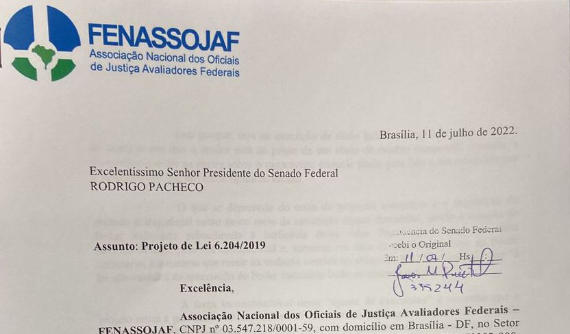 FENASSOJAF PROTOCOLA NOTA TÉCNICA E MANIFESTAÇÕES INTERNACIONAIS AO PL 6204/2019