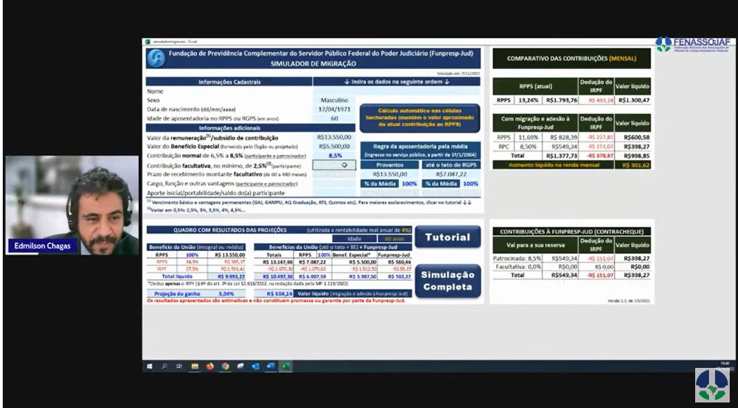 LIVE DA FENASSOJAF ESCLARECE DÚVIDAS E DEMONSTRA SIMULAÇÃO PARA MIGRAÇÃO DO REGIME PREVIDENCIÁRIO