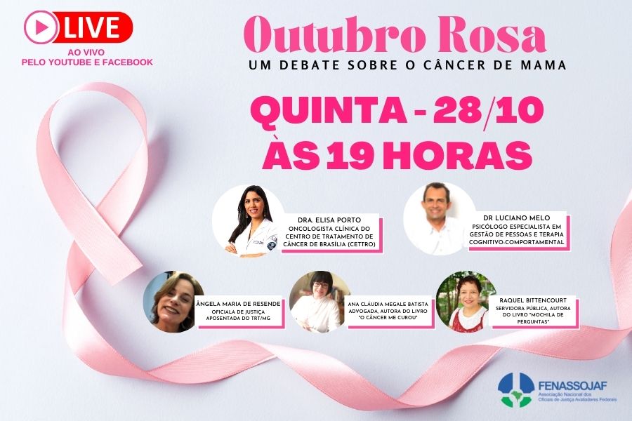 FENASSOJAF REALIZA LIVE SOBRE O CÂNCER DE MAMA EM COMEMORAÇÃO AO OUTUBRO ROSA