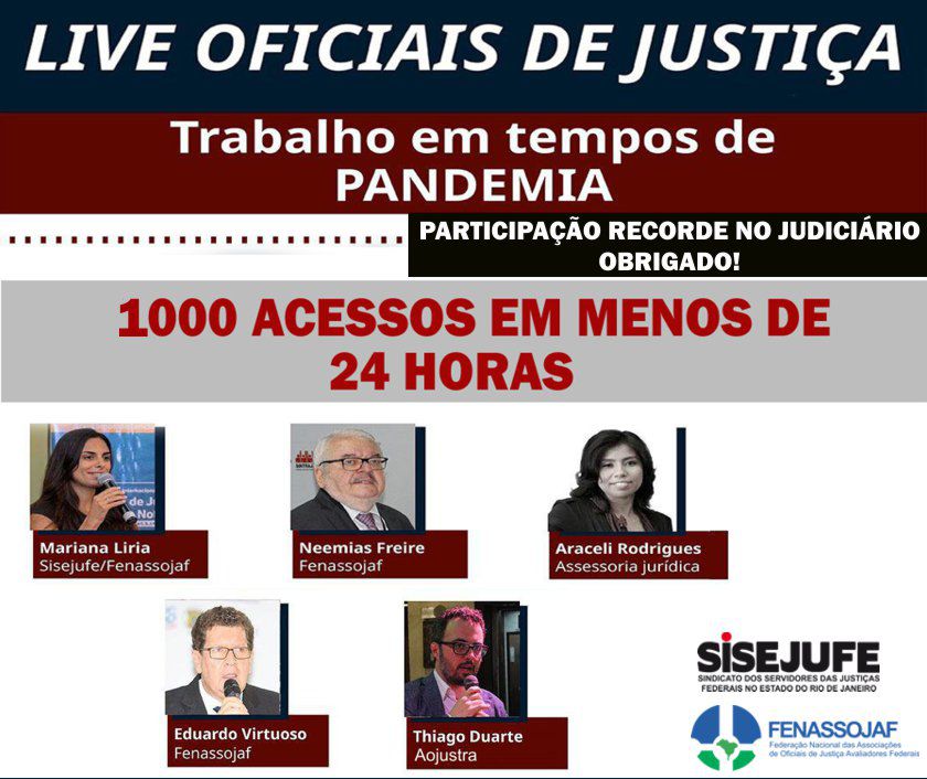 LIVE DEBATE O TRABALHO DOS OFICIAIS DE JUSTIÇA EM TEMPOS DE PANDEMIA E BATE RECORDE DE VISUALIZAÇÕES 