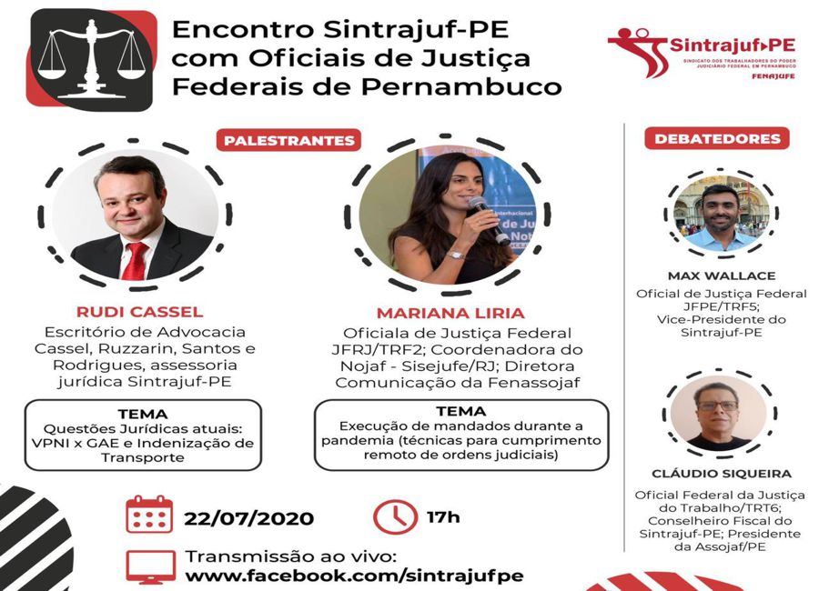 FENASSOJAF PARTICIPA NESTA QUARTA DE REUNIÃO COM TRANSMISSÃO AO VIVO PROMOVIDA PELO SINTRAJUF-PE