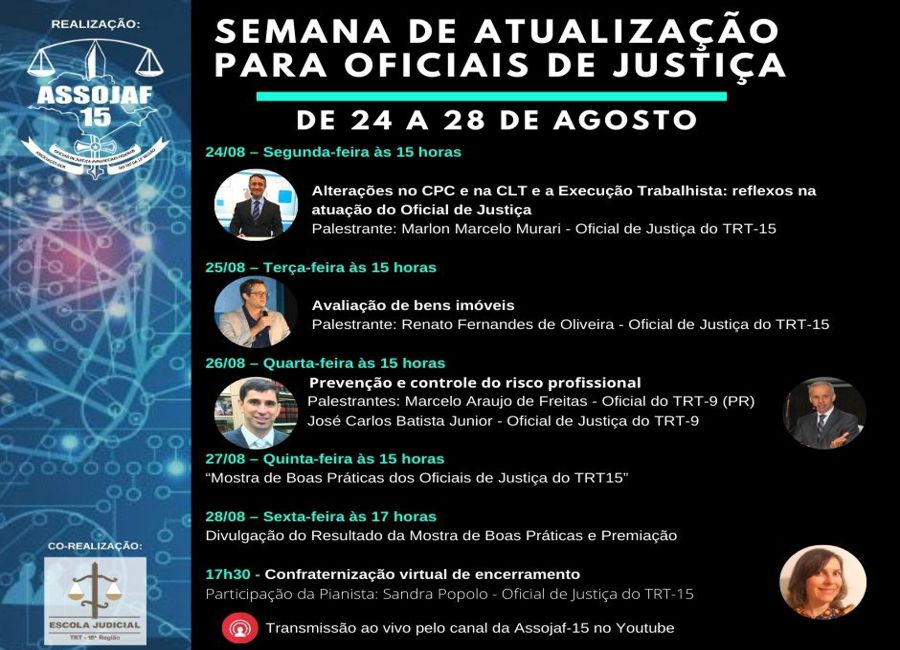 SEMANA DE ATUALIZAÇÃO: CONFIRA A PROGRAMAÇÃO COMPLETA DO EVENTO PROMOVIDO A PARTIR DE SEGUNDA-FEIRA PELA ASSOJAF-15