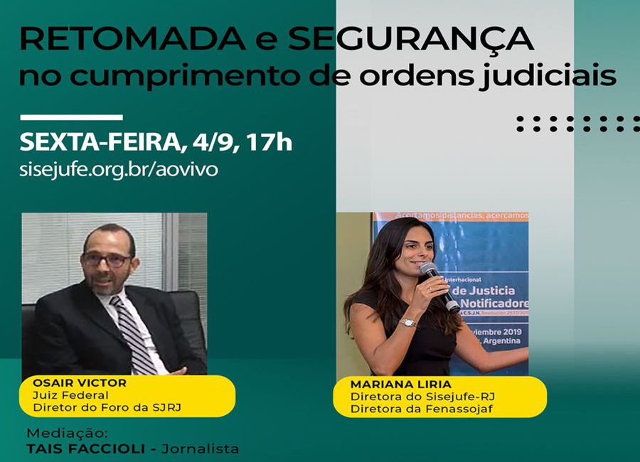 RETOMADA E RISCO NO CUMPRIMENTO DOS MANDADOS SERÃO DEBATIDOS EM TRANSMISSÃO AO VIVO NESTA SEXTA-FEIRA