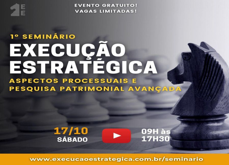 SEMINÁRIO VIRTUAL NO PRÓXIMO SÁBADO DEBATE ASPECTOS PROCESSUAIS E PESQUISA PATRIMONIAL AVANÇADA