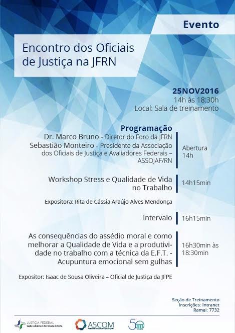 OFICIAIS DE JUSTIÇA SE REUNIRÃO NESTA SEXTA-FEIRA EM ENCONTRO NO RIO GRANDE DO NORTE