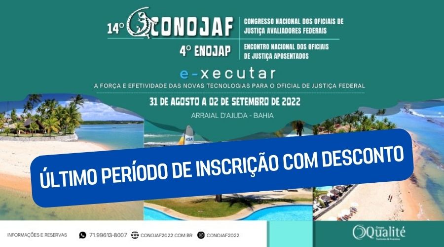 14º CONOJAF E 4º ENOJAP: PRAZO PARA INSCRIÇÕES COM DESCONTO TERMINA EM 30 DE AGOSTO