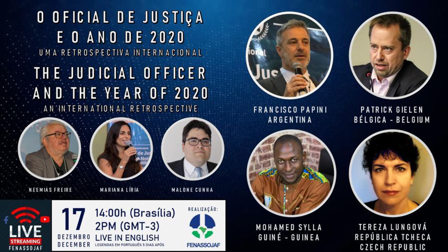 LIVE INTERNACIONAL NESTA QUINTA-FEIRA ABORDA O OFICIAL DE JUSTIÇA E O ANO DE 2020