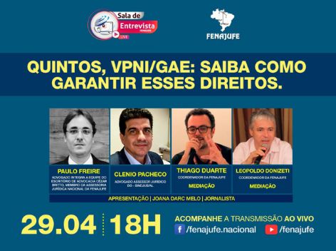 VPNI X GAE É TEMA DE DEBATE PROMOVIDO PELA FENAJUFE NESTA QUINTA-FEIRA