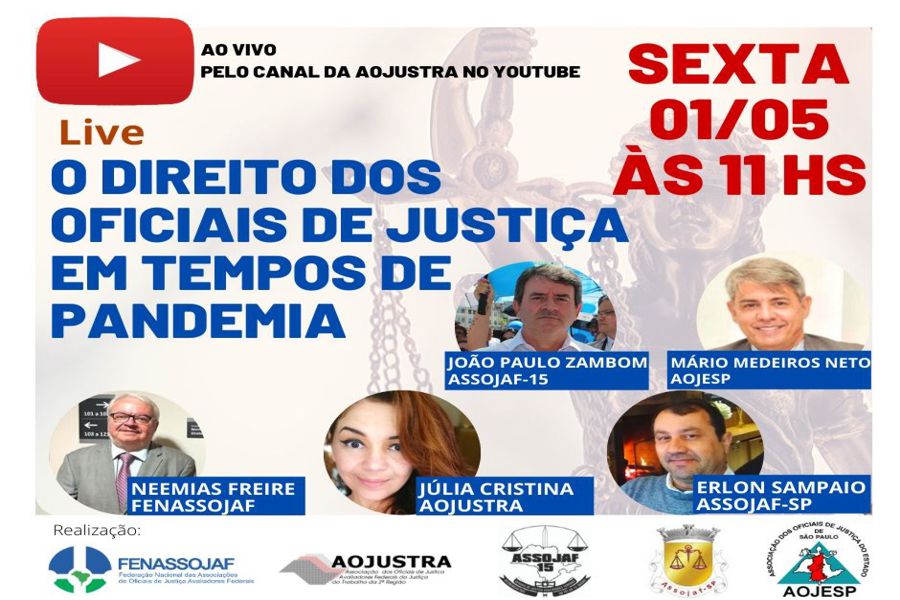 DIREITO DOS OFICIAIS EM TEMPOS DE PANDEMIA É TEMA DE LIVE COM REPRESENTAÇÕES DO ESTADO DE SP NESTA SEXTA-FEIRA