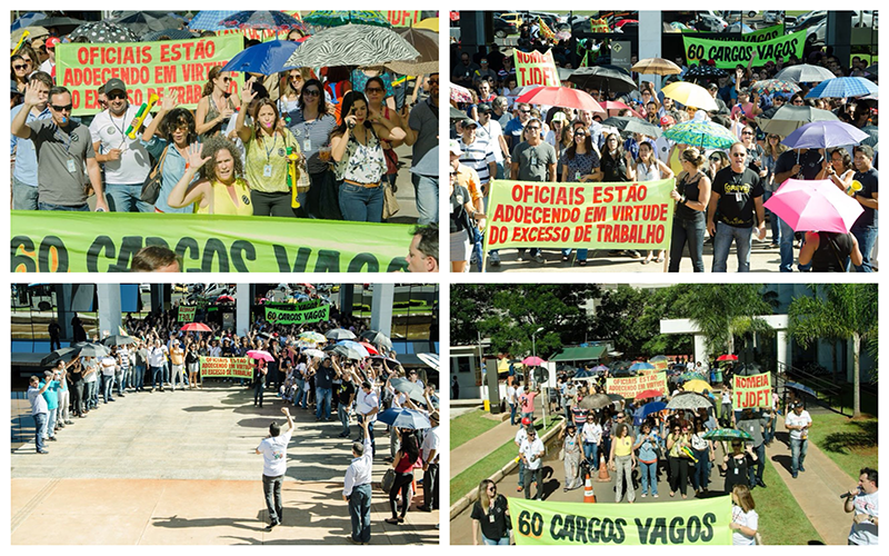 GREVE: OFICIAIS DEMONSTRAM INSATISFAÇÃO COM ARBITRARIEDADES DO TJDFT EM ATO REALIZADO NA SEXTA-FEIRA