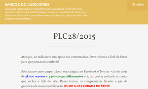 SERVIDORES CRIAM BLOG COM LISTA DE PARLAMENTARES QUE APOIAM O PLC 28/2015