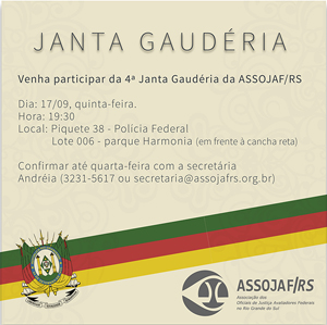 ASSOJAF/RS REALIZA 4ª JANTA GAUDÉRIA NESTA QUINTA-FEIRA